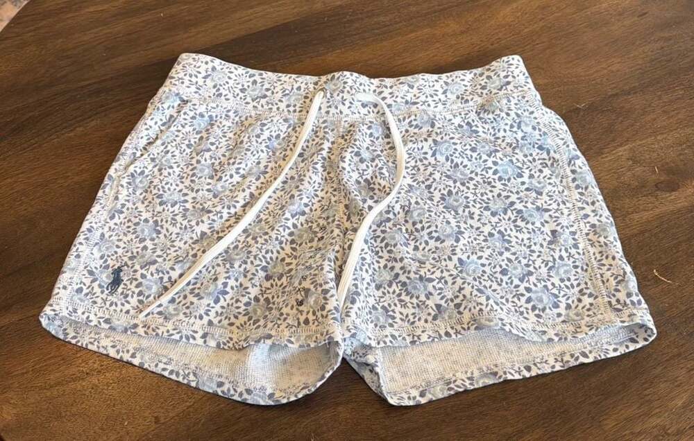 Ralph Lauren Blue Floral 100% Linen Tank Top cotton Shorts 2 pc Set, Size XS - Picture 6 of 14